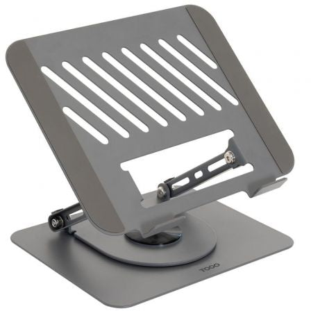 TooQ Soporte Elevador con rotación 360° y ajustable, para dispositivos de 11”-17”, Color Gris Oscuro_0