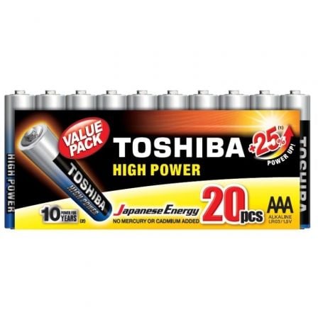 Pack de 20 Pilas AAA Toshiba High Power LR03/ 1.5V/ Alcalinas_0