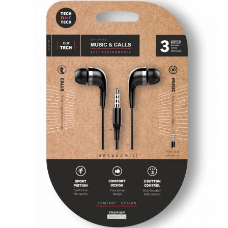 Auriculares Intrauditivos Tech One Tech soft earTECH TEC1005/ con Micrófono/ Jack 3.5/ Negros_0