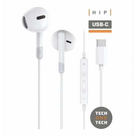 Auriculares Intrauditivos TECH ONE TECH / USB Tipo-C / Brancos / TEC1301