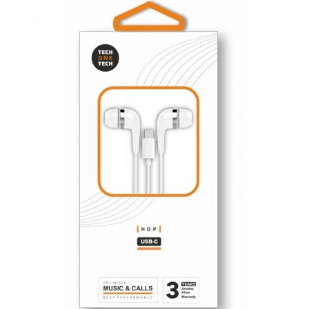 Auriculares Intrauditivos Tech One Tech earTECH TEC1304/ con Micrófono/ USB Tipo-C/ Blancos_0