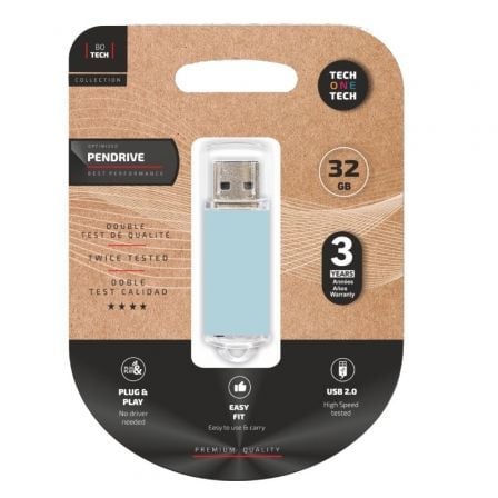 Pendrive 32GB Tech One Tech Basic USB 2.0/ Azul Cielo_0