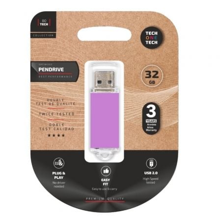 Pendrive 32GB Tech One Tech Basic USB 2.0/ Purpura Claro_0