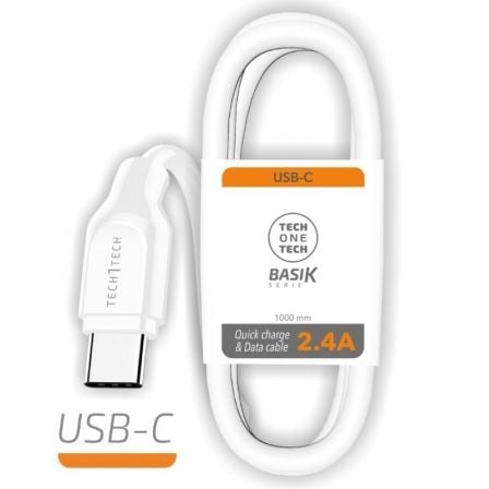 Cable USB Tipo-C Tech One Tech TEC2903/ USB Tipo-C Macho - USB Macho/ 1m/ Blanco_0