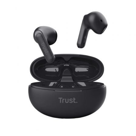 Auriculares Bluetooth Trust Yavi ENC com estuche de carga / Preto / TRU-AUR_EARP_YAVI_BK
