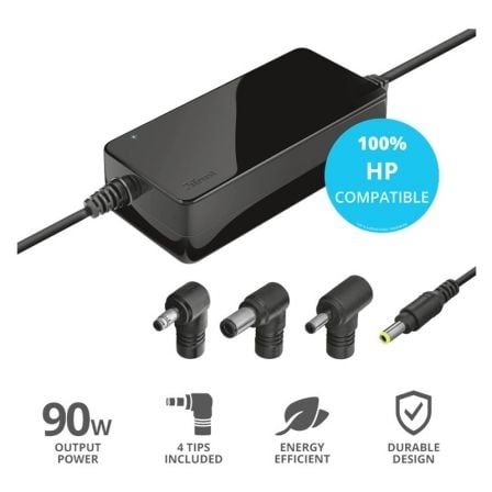 Cargador de Portátil Trust MAXO / 90W / Automático / 4 Conectores / 18-20V
