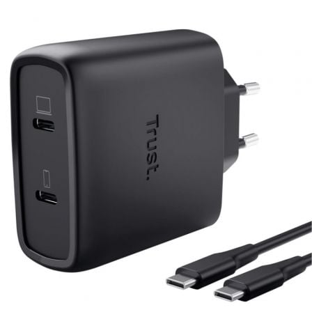 Carregador Trust MAXO 65W 2P USB-C / Preto / Plástica Reciclada 50% / 25525_0