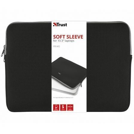 Funda Trust Primo Soft Sleeve para Portátiles hasta 13.3"/ Negra_0