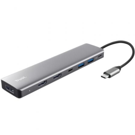 Docking USB Tipo-C Trust Dalyx/ 2xUSB/ 2xHDMI/ 1xDisplayPort/ 1xUSB Tipo-C PD/ Gris_0