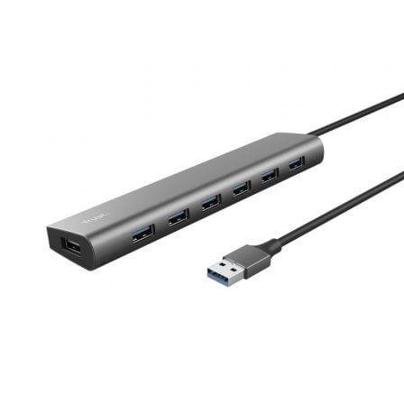 Hub USB 3.2 Gen1 Trust Halyx / 7xUSB / 1xUSB-C / Preto