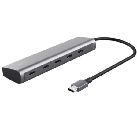 Hub USB Tipo-C Trust Halyx / 4xUSB Tipo-C / 1xUSB Tipo-C PD / Preto