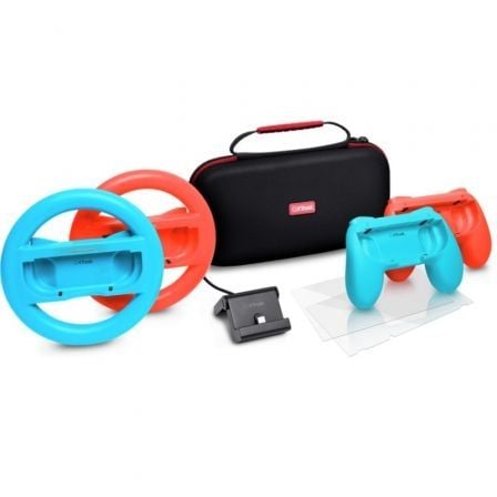 Pack Gaming Trust Gaming GXT 1249/ Estuche rígido + 2 Joy-Con + 2 Volantes + Cristal Templado para Switch + Soporte de Carga_0