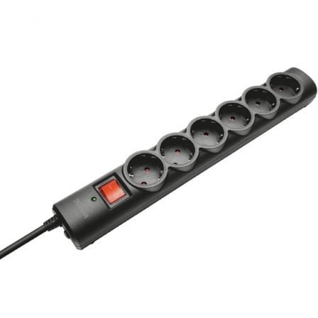 Regleta con interruptor Trust 21059/ 6 Tomas de corriente/ Cable 1.8m/ Negra_0