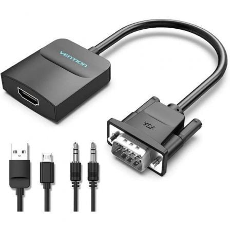 Cable Conversor Vention / HDMI Hembra - VGA Macho / 50cm / Preto / VEN-ADP_CONV_ACNBD