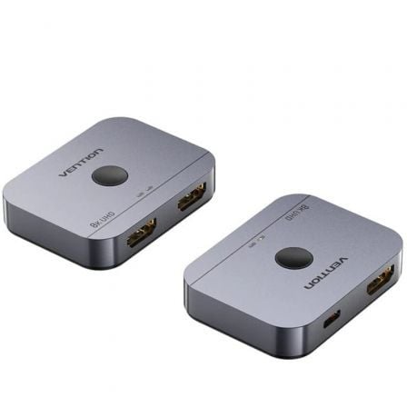 Switch Conmutador Vention / HDMI 2.1 / Bidireccional / 8K / 2x HDMI Hembra / USB-C Hembra / Preto / AKPH0