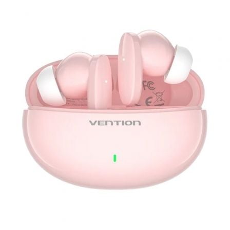 Auriculares Bluetooth Vention / Rosa / NBFP0 com estuche de carga e autonomia de 7h