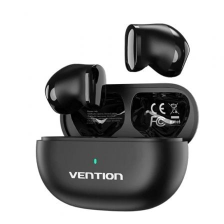 Auriculares Bluetooth Vention / Preto / T12 NBLB0 / Autonomia 6h / Estuche de carga