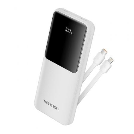 Powerbank 10000mAh Vention FHOW0/ 22.5W/ Blanca/ Incluye Cable USB TIpo-C y Lightning_0