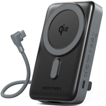 Powerbank 10000mAh Vention FKHH0/ 35W/ Wireless/ Gris/ Incluye Cable USB TIpo-C_0