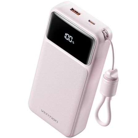 Powerbank 20000mAh Vention XGYP0-40-TY/ 22.5W/ Rosa/ Incluye Cable USB Tipo-C_0