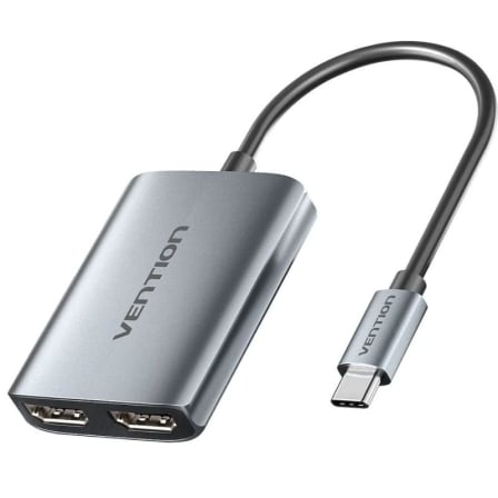 Cable Conversor Vention ACZHB/ USB Tipo-C Macho - 2x HDMI Macho/ Gris_0