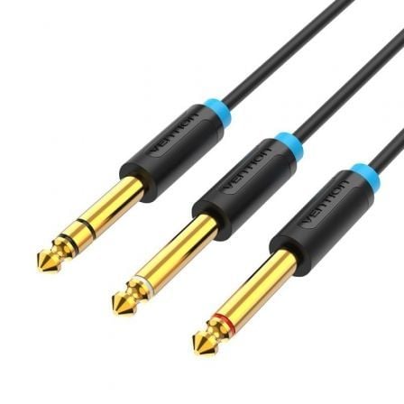Cable Estéreo Vention BATBH/ Jack 6.35 Macho - 2x Jack 6.35 Macho/ 2m/ Negro_0