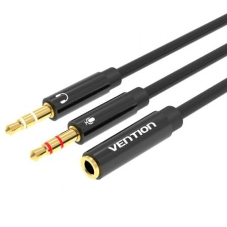 Cable Estéreo Vention BBTBY/ 2x Jack 3.5 Macho - Jack 3.5 Hembra/ 30cm/ Negro_0