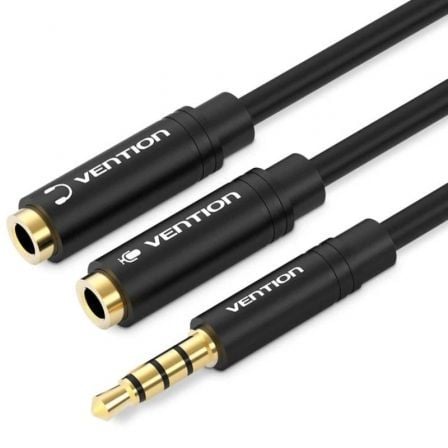 Cable Audio 3.5mm Male to 2x 3.5mm Female Vention BBVBY 0.3m (black)_0