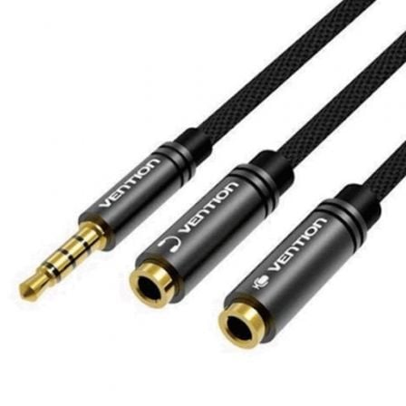 Cable Estéreo Vention BBWBY/ Jack 3.5 Macho - 2x Jack 3.5 Hembra/ 30cm/ Negro_0