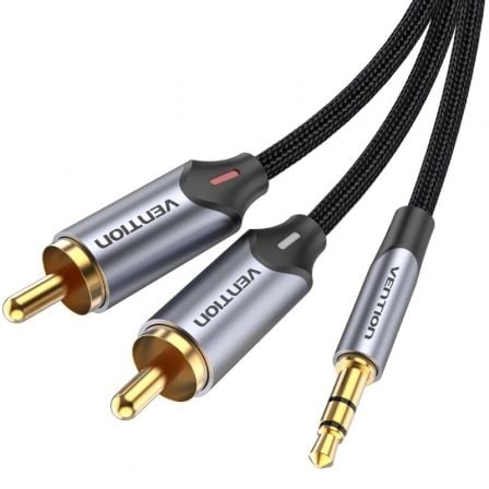 Cable Audio Vention BCNBK/ 2x RCA Macho - Jack 3.5 Macho/ 8m/ Gris_0