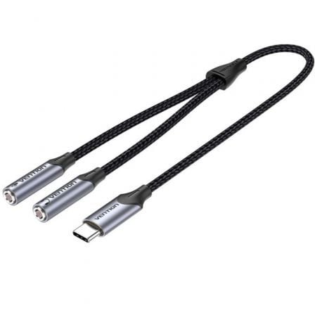 Cable Conversor USB Tipo-C Vention BGPHY/ USB Tipo-C Macho - 2x Jack 3.5 Hembra/ 30cm/ Gris_0