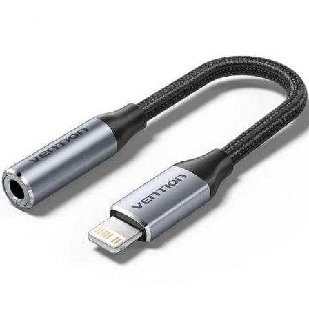 Adaptador Audio Vention BMBHA/ Jack 3.5 Hembra - Lightning Macho/ 10cm/ Gris_0