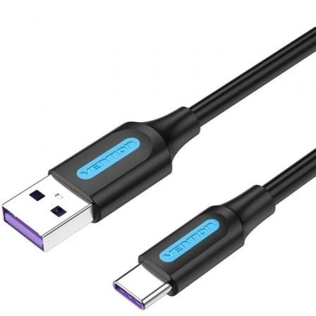 Cable USB 2.0 Tipo-C Vention CORBC/ USB Macho - USB Tipo-C Macho/ Hasta 100W/ 480Mbps/ 25cm/ Negro_0