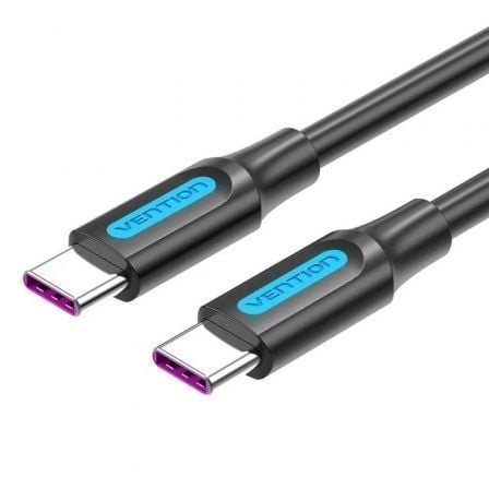 Cable USB 2.0 Tipo-C Vention COTBD/ USB Tipo-C Macho - USB Tipo-C Macho/ Hasta 100W/ 480Mbps/ 50cm/ Negro_0