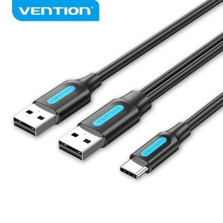 Cable USB 2.0 Vention CQKBF/ USB Tipo-C Macho - 2x USB Macho/480Mbps/ 1m/ Negro_0
