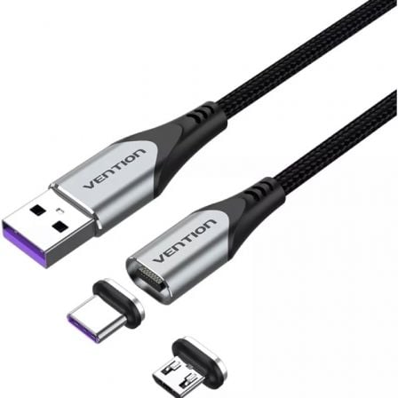 Cable USB 2.0 Vention CQNHD/ USB Macho/ MicroUSB Macho - USB Tipo-C Macho/ 50cm/ Gris_0
