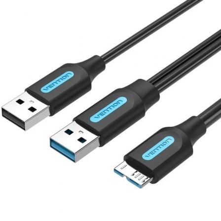 Cabo USB 3.0 Vention / MicroUSB Macho / USB 2.0 Macho / 5Gbps / 1m / Preto / CQPBF