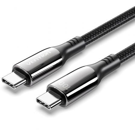 Cable USB 2.0 Tipo-C 5A 100W Vention CTKBH/ USB Tipo-C Macho - USB Tipo-C Macho/ Hasta 100W/ 480Mbps/ 2m/ Negro_0