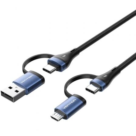 Cable USB 2.0 Vention / Preto e Azul / CTLLF / 1m / Até 100W / 480Mbps