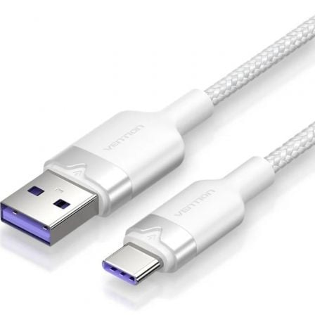 Cable USB 2.0 Tipo-C Vention CTOWF/ USB Tipo-C Macho - USB Macho/ Hasta 100W/ 480Mbps/ 2m/ Blanco_0