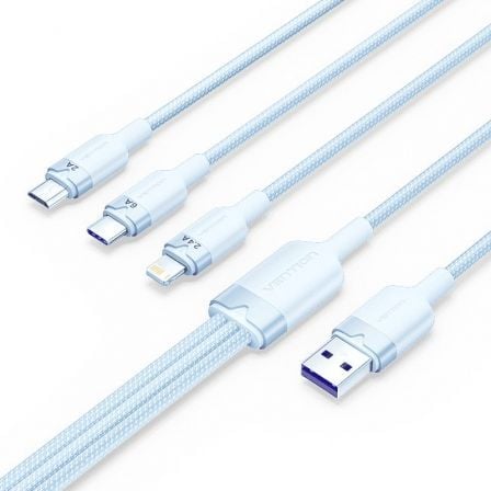 Cable USB 2.0 Lightning Vention CTPLG/ USB Macho/ USB Tipo-C Macho - MicroUSB Macho - Lightning Macho/ 1.5m/ Azul_0