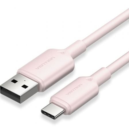Cable USB 2.0 Tipo-C Vention CTQPF/ USB Tipo-C Macho - USB Macho/ Hasta 60W/ 480Mbps/ 1m/ Rosa_0
