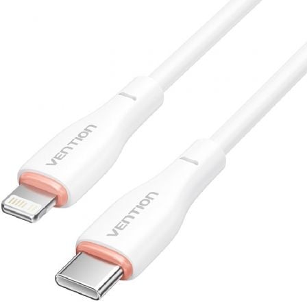 Cable USB Tipo-C Lightning Vention H28WF/ USB Tipo-C Macho - Lightning Macho/ 1m/ Blanco_0