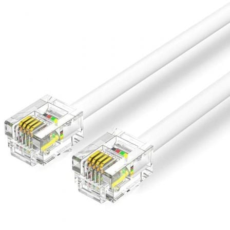 Cable de Teléfono RJ11 6P4C Aisens IQBWJ/ 5m/ Blanco_0