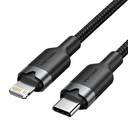 Cable USB Tipo-C Lightning Vention LALBH/ USB Tipo-C Macho - Lightning Macho/ 27W/ 480Mbps/ 2m/ Negro_0