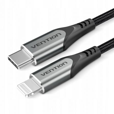 Cable USB 2.0 Tipo-C Lightning Vention TACHF/ USB Tipo-C Macho - Lightning Macho/ Hasta 27W/ 480Mbps/ 1m/ Gris_0