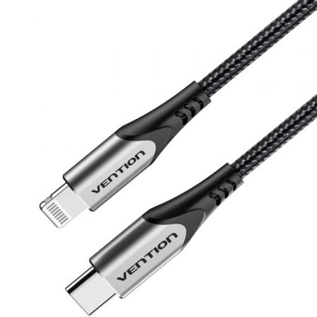 Cabo USB 2.0 Tipo-C Vention / Cinza e Preto / TACHH / 2m / Até 27W / 480Mbps