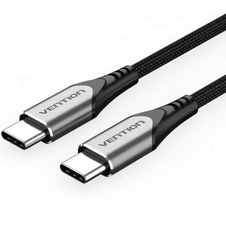 Cable USB 2.0 Tipo-C Vention TADHF/ USB Tipo-C Macho - USB Tipo-C Macho/ Hasta 60W/ 480Mbps/ 1m/ Gris_0