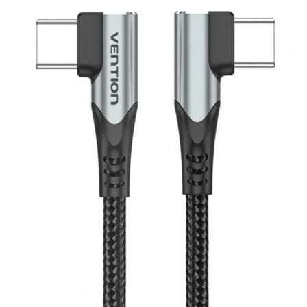 Cable USB 2.0 Tipo-C 90º Vention TANHD/ USB Tipo-C Macho - USB Tipo-C Macho/ Hasta 100W/ 480Mbps/ 50cm/ Gris_0