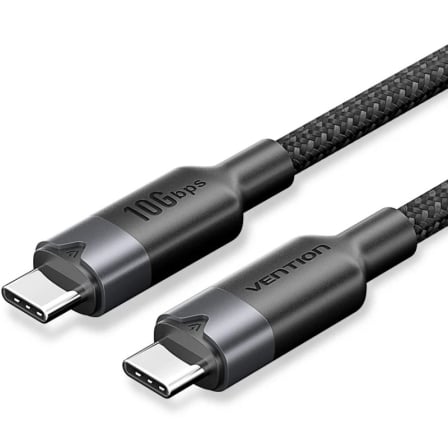 Cable USB 3.2 Tipo-C 5A Vention TRGBD/ USB Tipo-C Macho - USB Tipo-C Macho/ Hasta 100W/ 10Gbps/ 50cm/ Negro_0